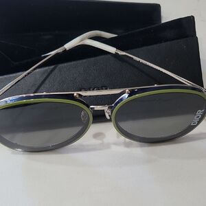 Dior Women's Green and Silver Sunglasses